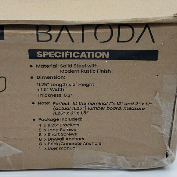 BATODA 12 in Shelf Brackets with Lip DIY Floating Shelf  4 Pack - Picture 3 of 10